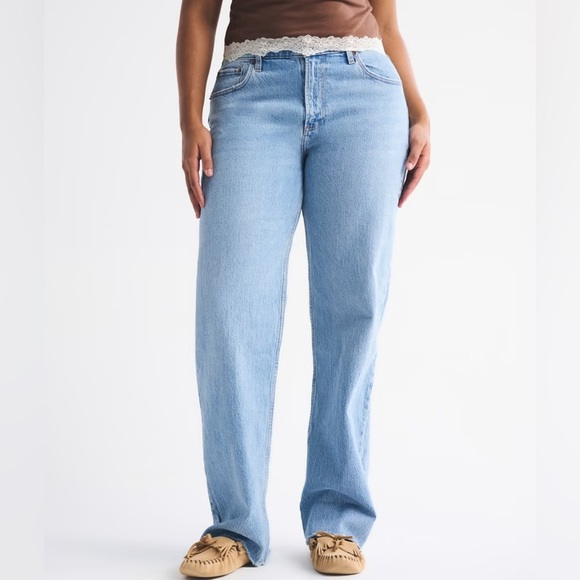 Abercrombie&Fitch Jeans Womens 30L Baggy Low Rise Curve Love Light Wash Denim - Picture 2 of 8